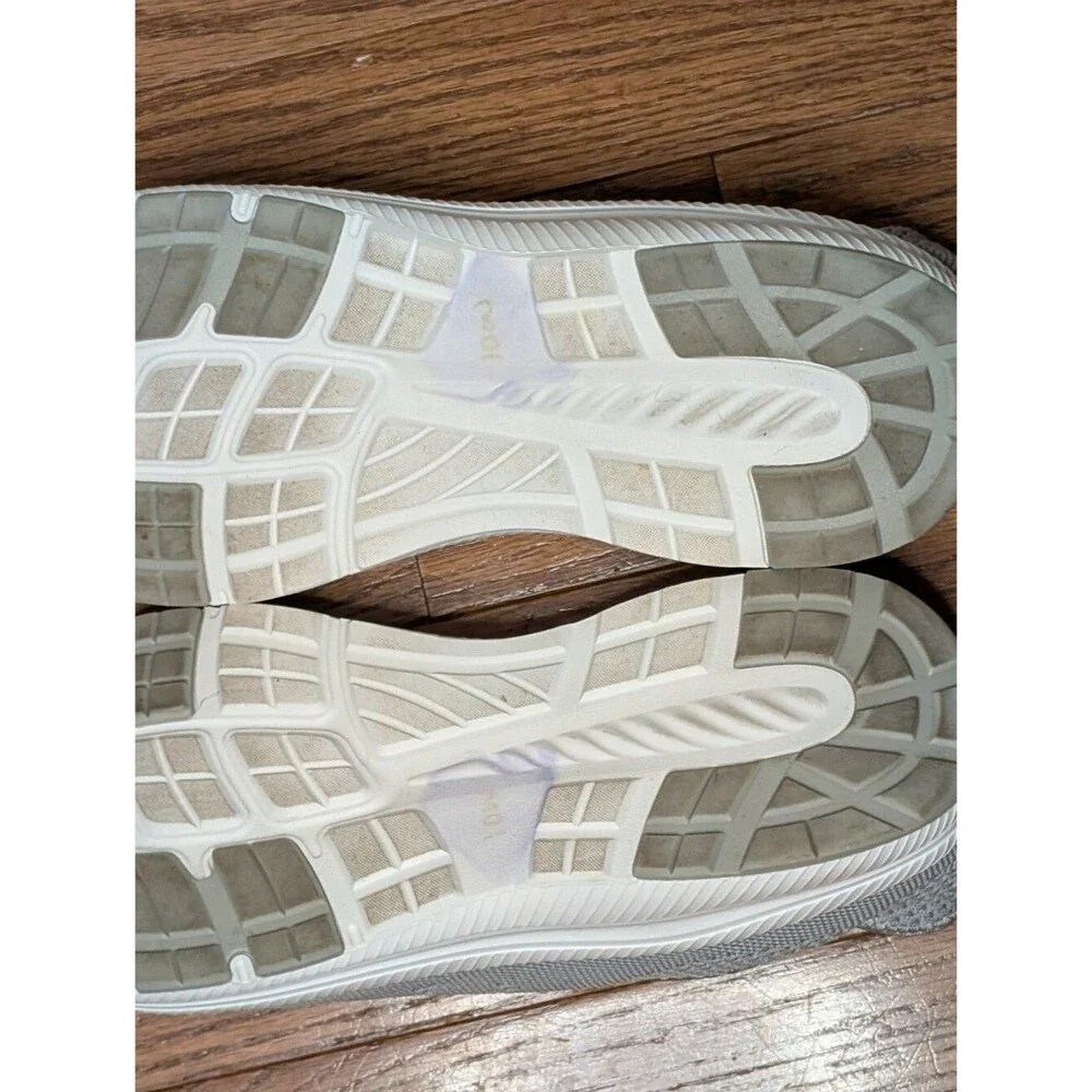 ZOVE Wide Toe Box Walking Shoes Gray Women's No-Tie Bungee Sneakers Size 43
